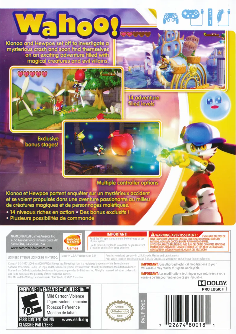Klonoa box back