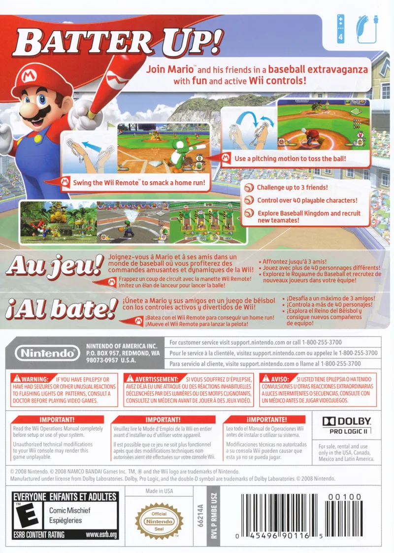 Mario Super Sluggers box back