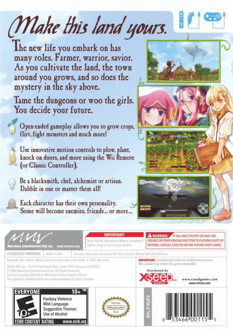 Rune Factory: Frontier box back