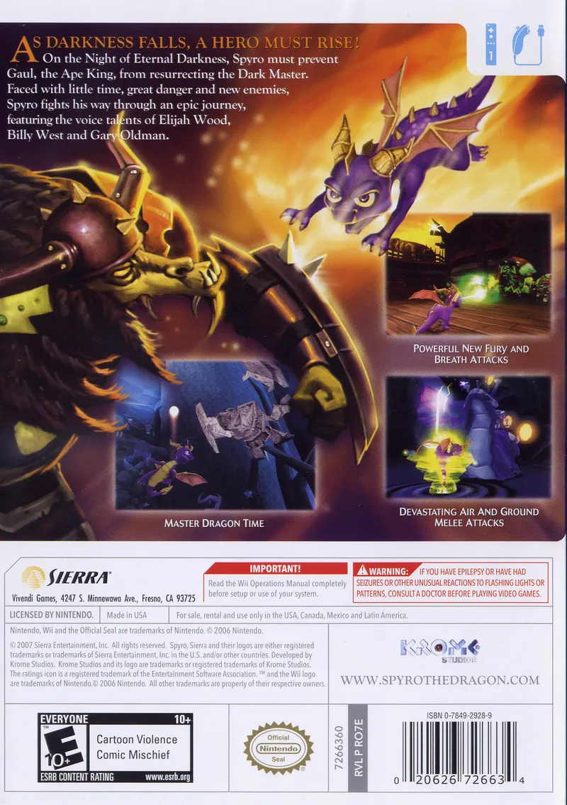 The Legend of Spyro: The Eternal Night box back