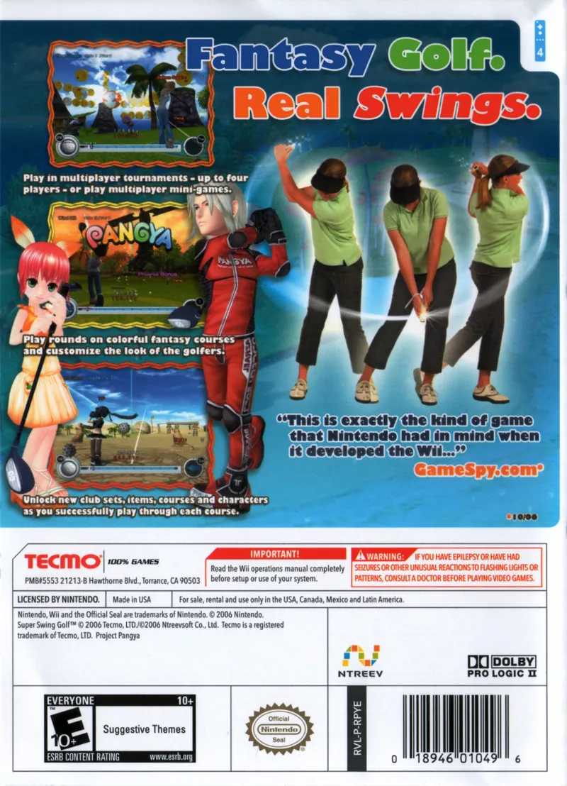 Super Swing Golf box back