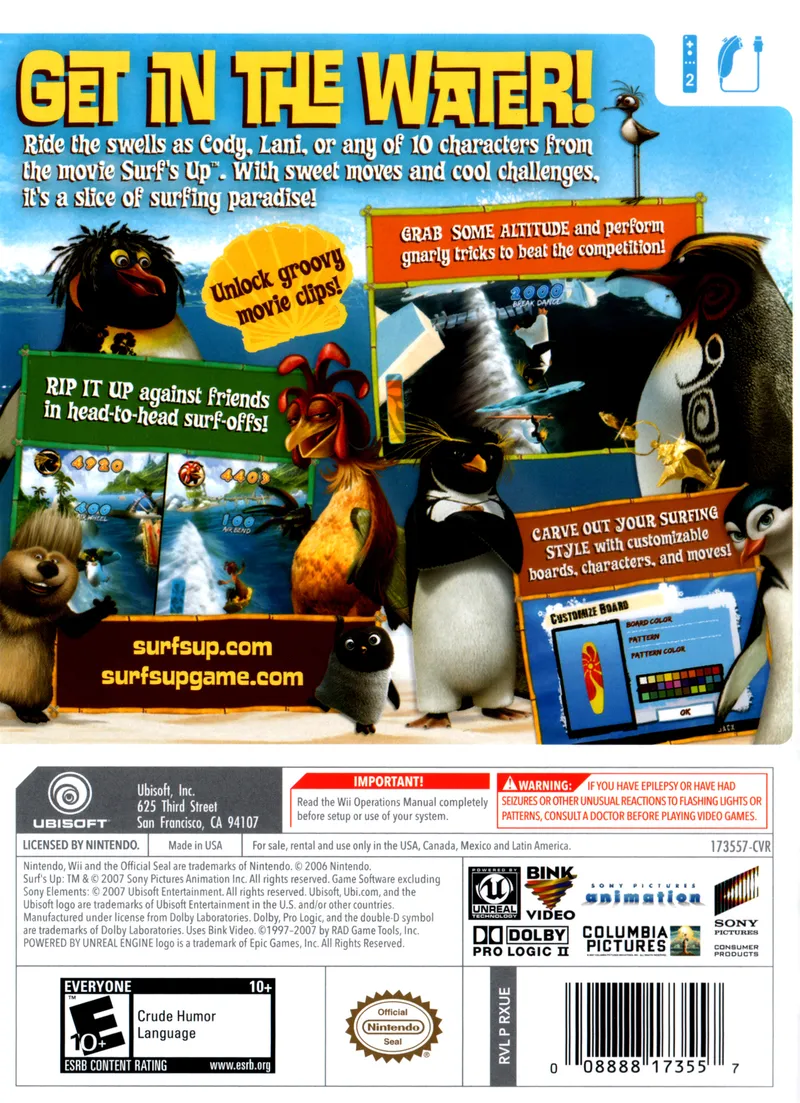 Surf's Up box back