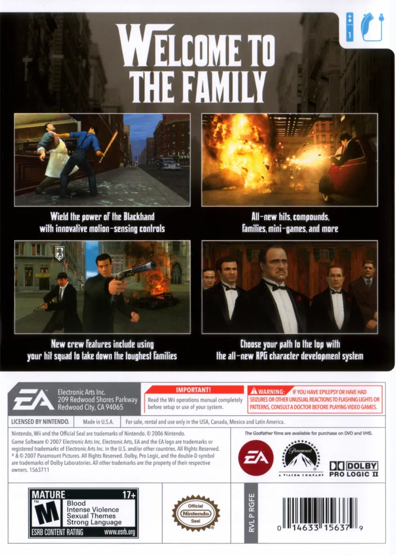 The Godfather: Blackhand Edition box back