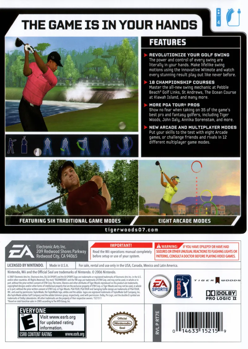 Tiger Woods PGA Tour 07 box back