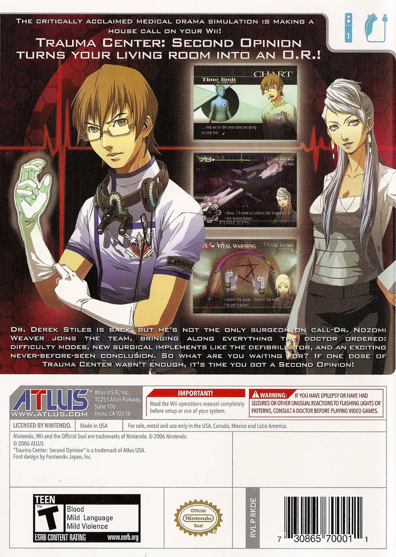 Trauma Center: Second Opinion box back