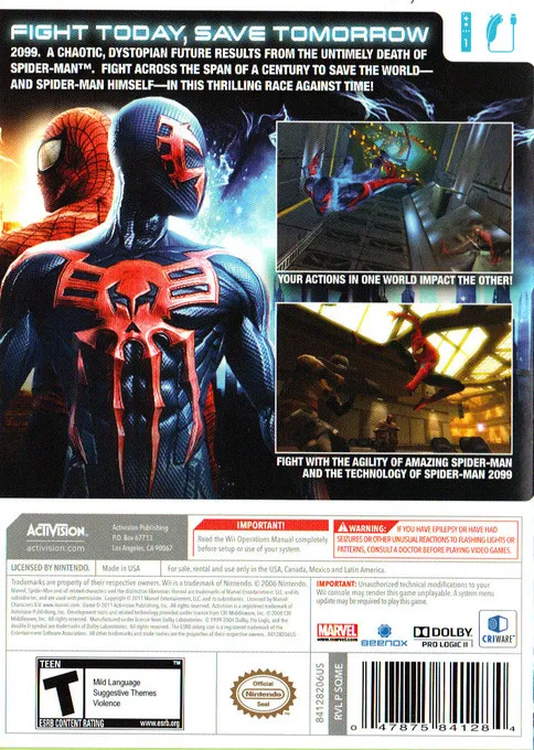 Spider-Man: Edge of Time box back