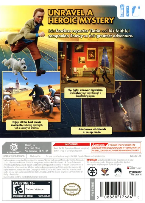 The Adventures of Tintin: The Game box back