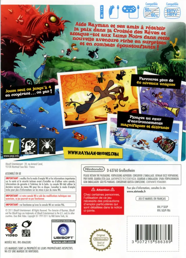 Rayman Origins box back