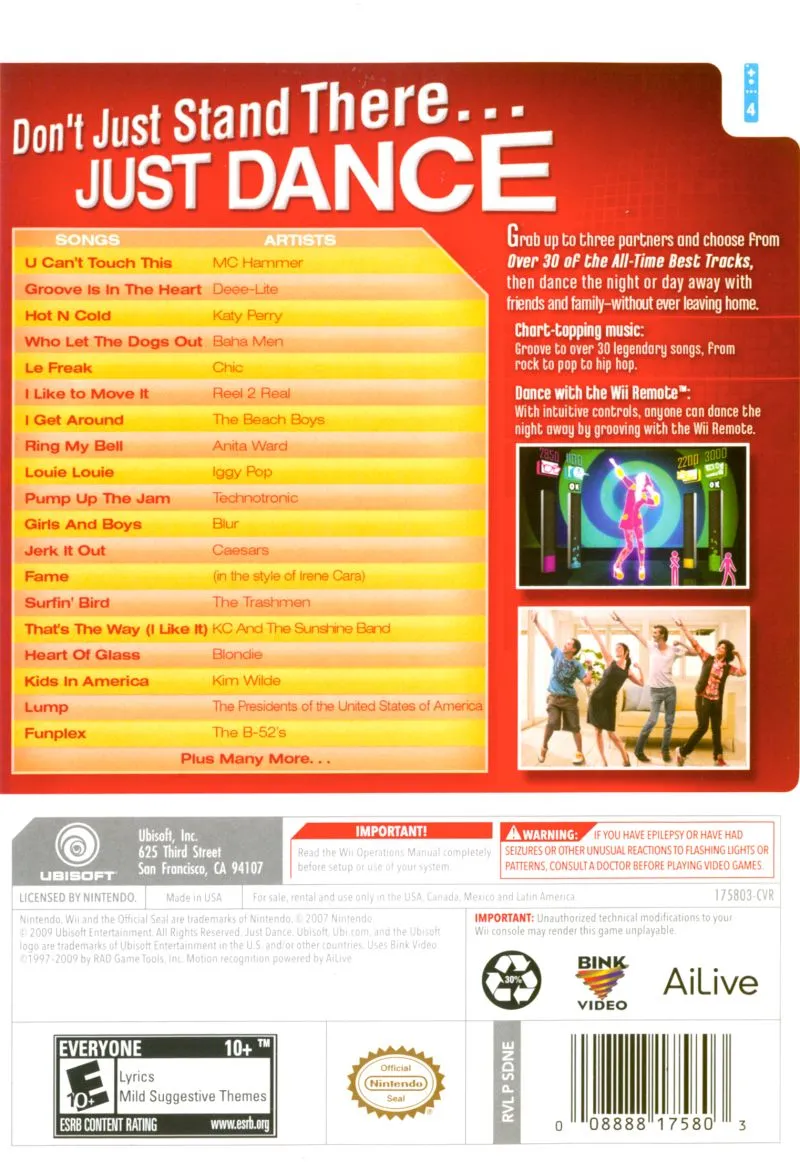 Just Dance box back
