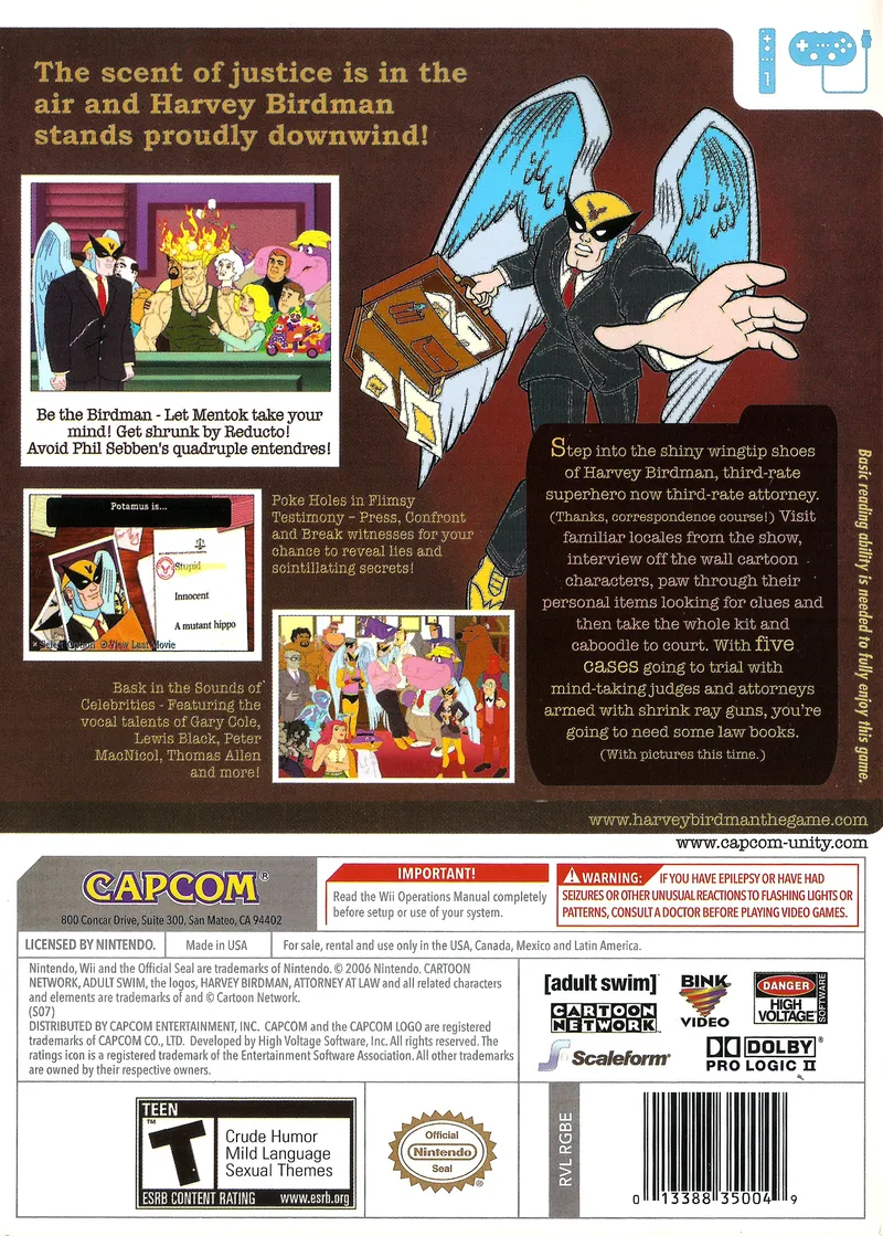 Harvey Birdman: Attorney at Law box back