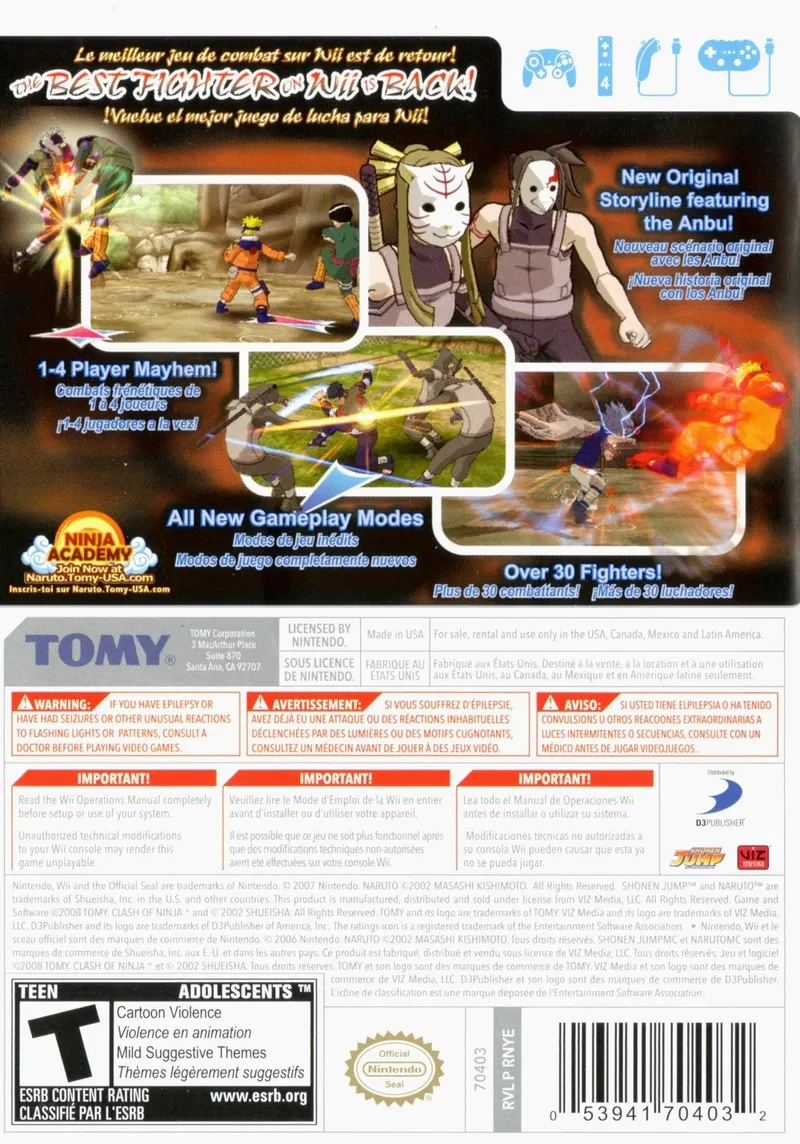 Naruto: Clash of Ninja Revolution 2 box back
