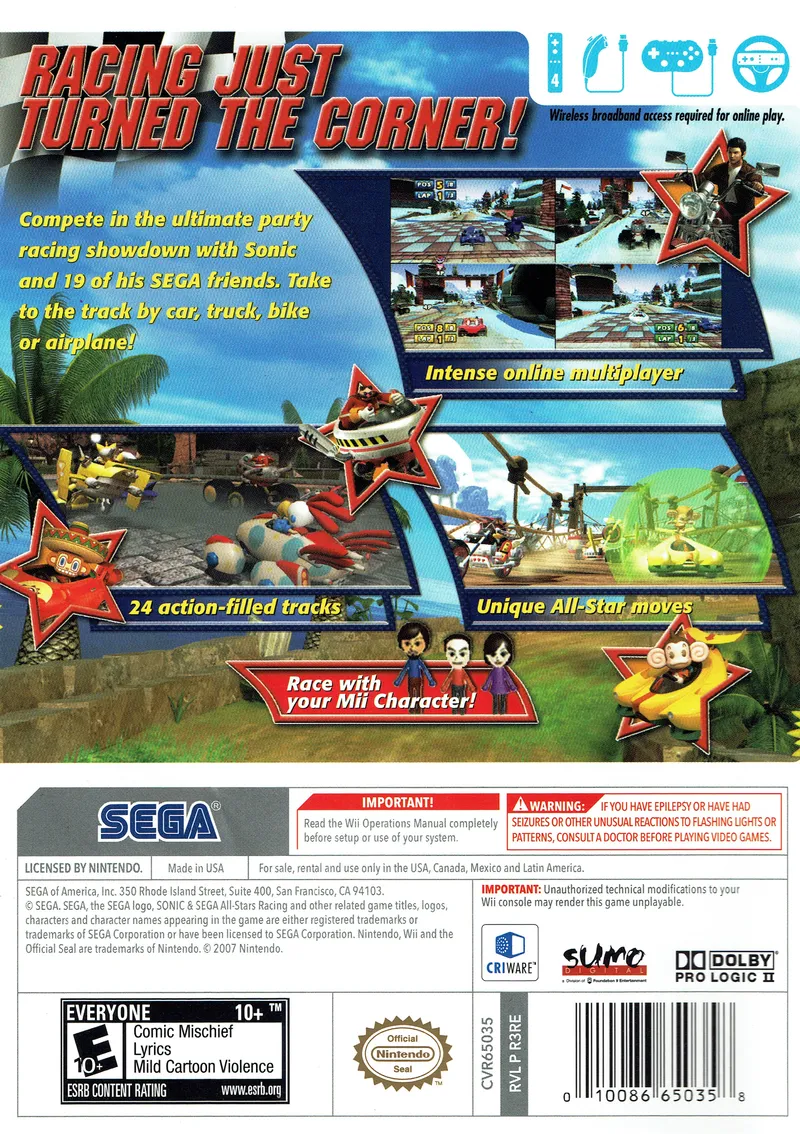 Sonic & SEGA All-Stars Racing box back