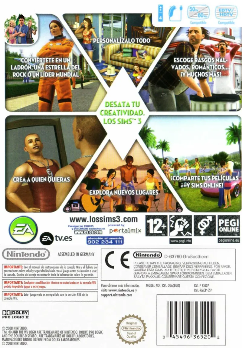 The Sims 3 box back