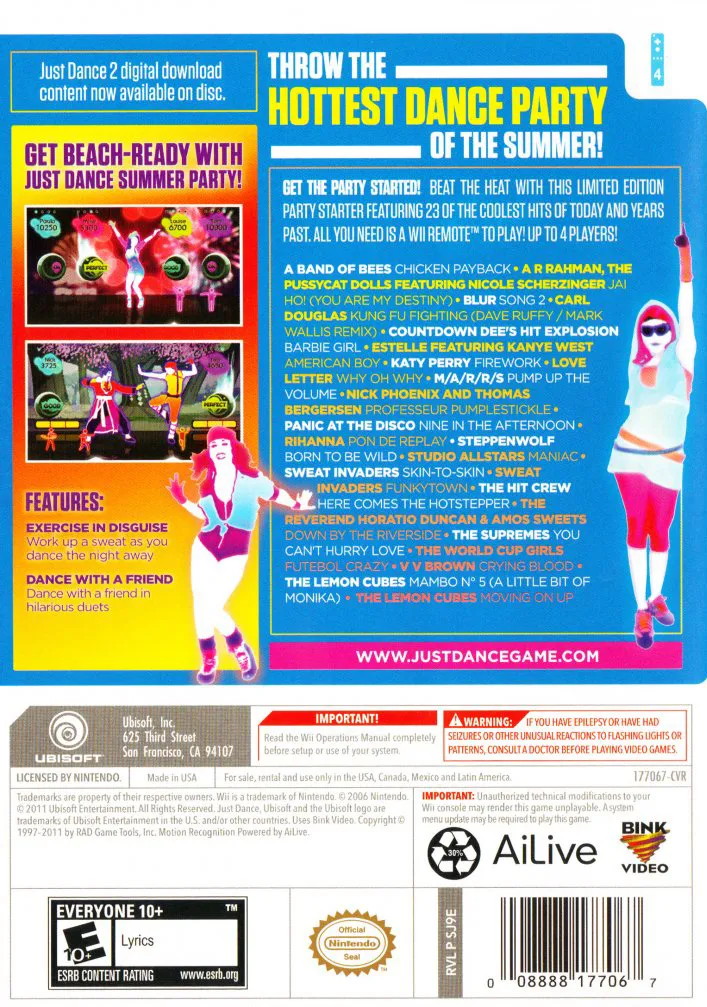 Just Dance: Summer Party box back