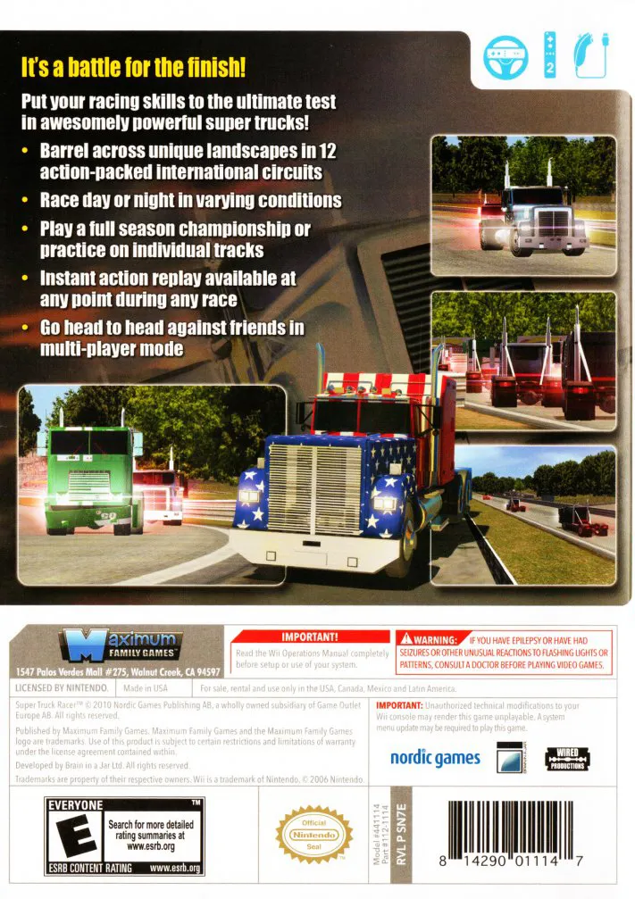 Maximum Racing: Super Truck Racer box back