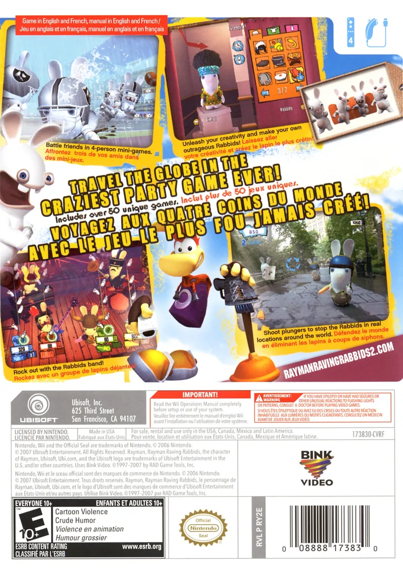 Rayman: Raving Rabbids 2 box back