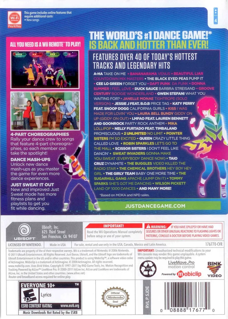 Just Dance 3 box back