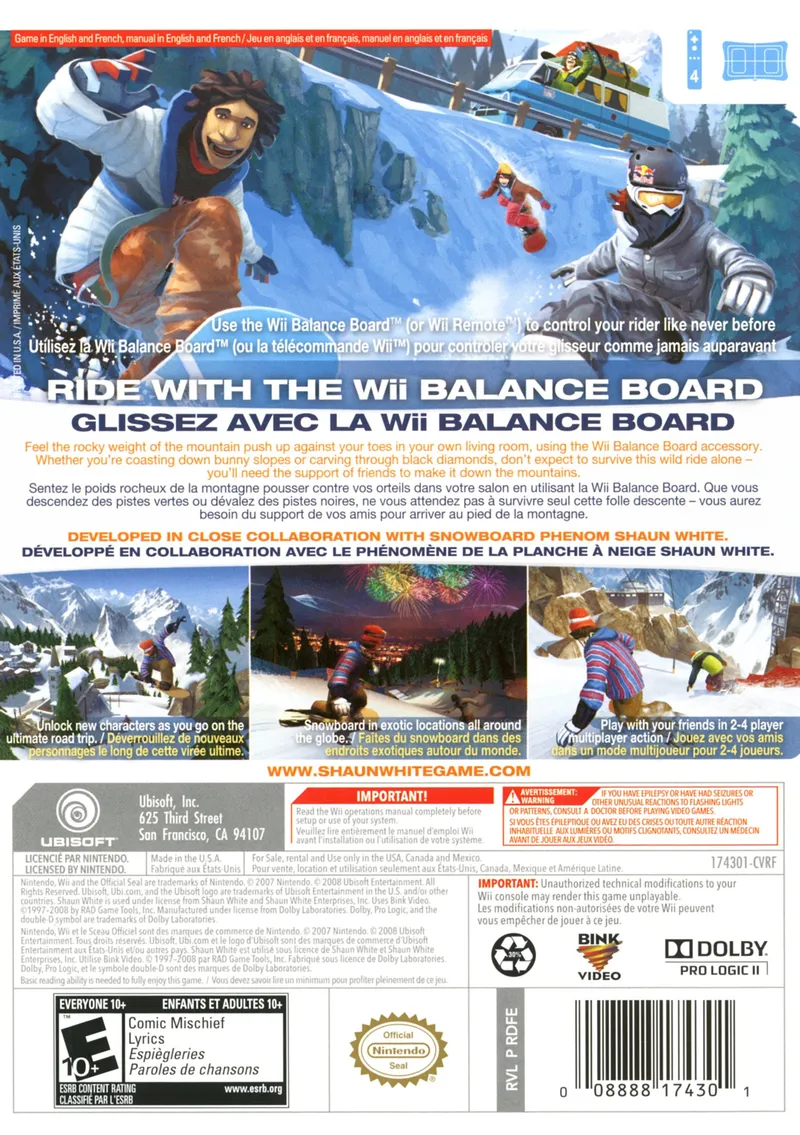 Shaun White Snowboarding: Road Trip box back