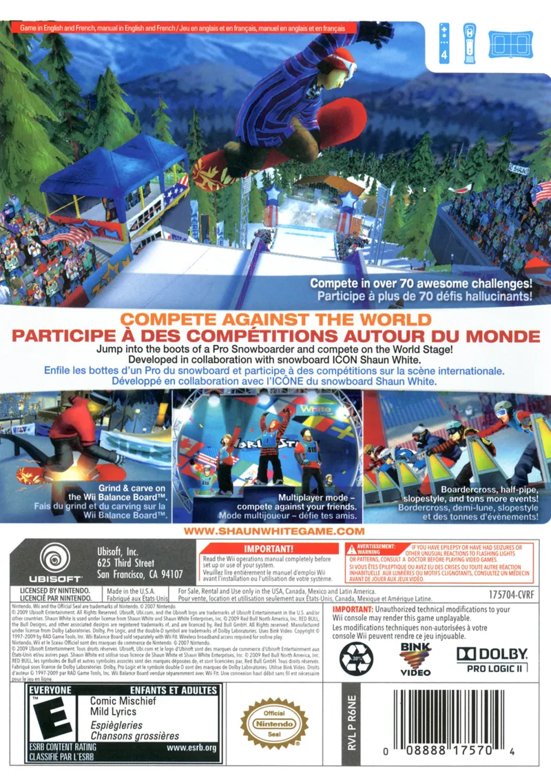 Shaun White Snowboarding: World Stage box back
