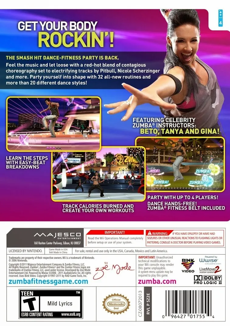 Zumba Fitness 2 box back