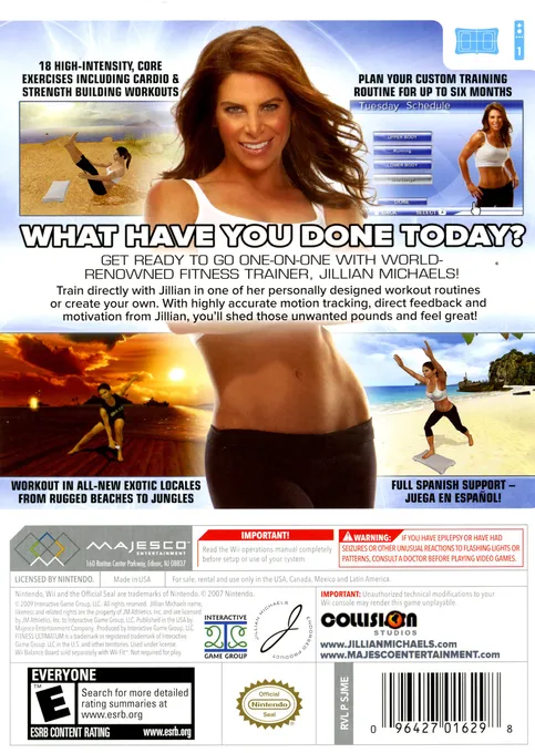 Jillian Michaels Fitness Ultimatum 2010 box back