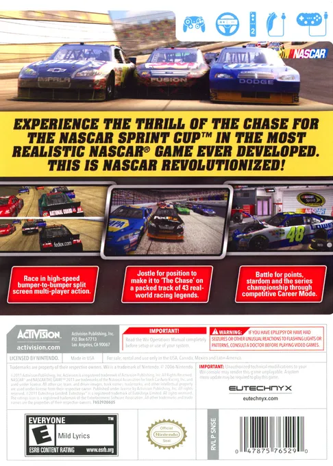 NASCAR The Game: 2011 box back