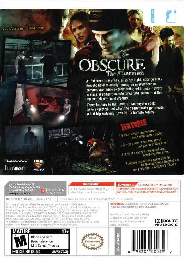 ObsCure: The Aftermath box back
