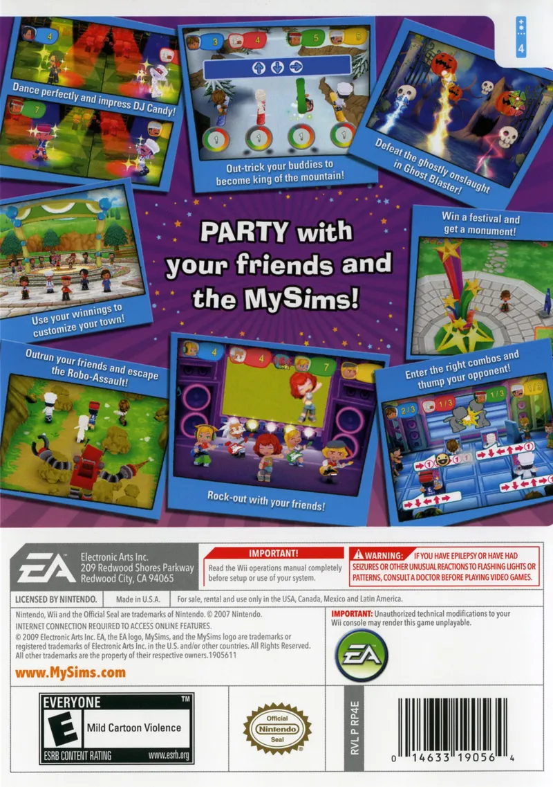 MySims: Party box back