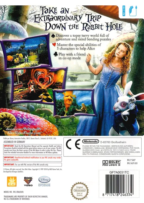 Alice in Wonderland box back