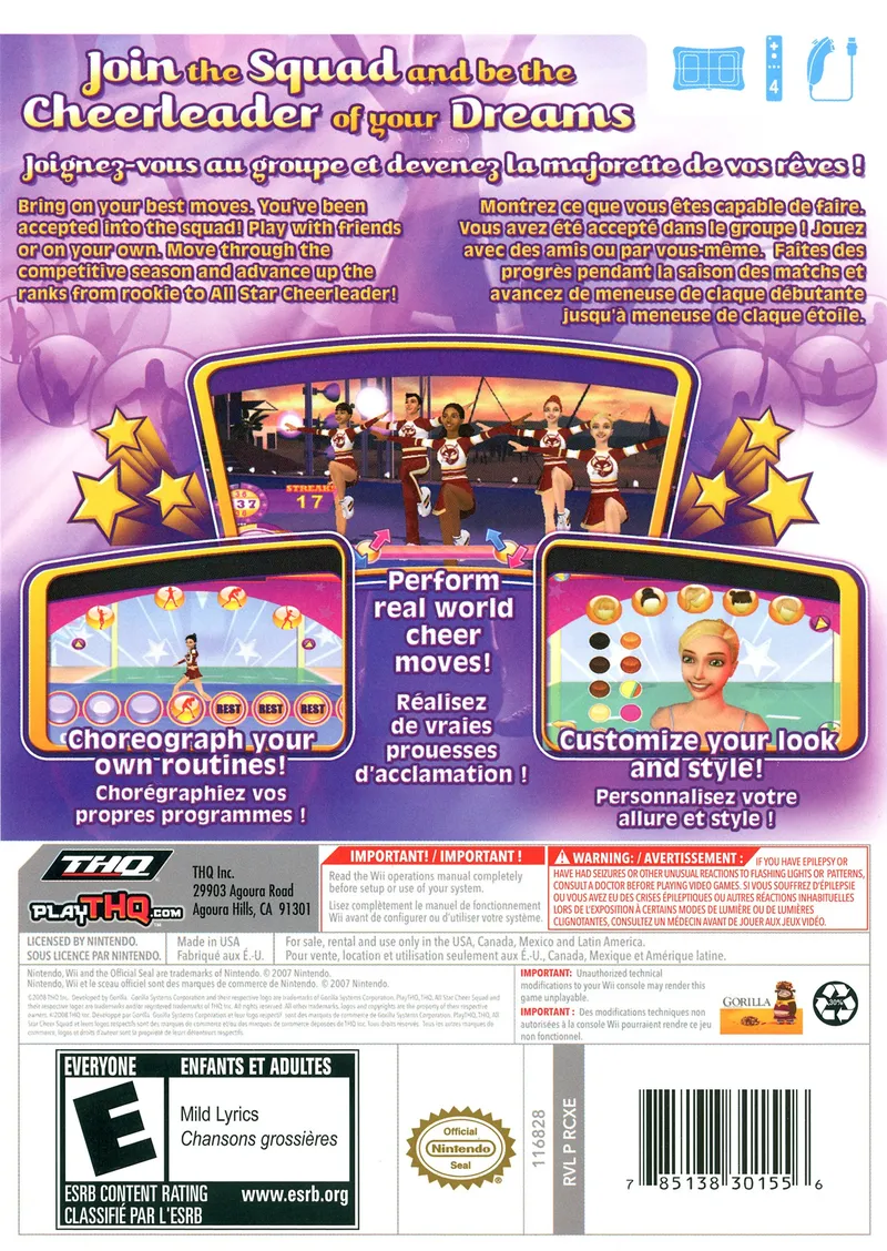 All Star Cheerleader box back