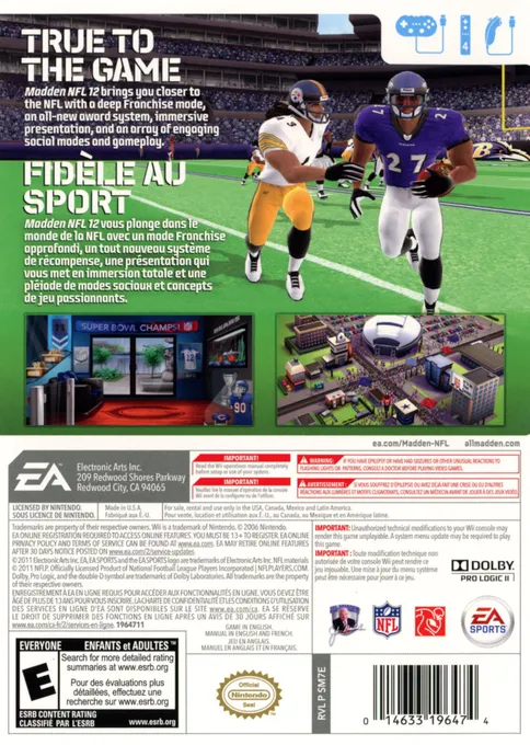 Madden NFL 12 box back