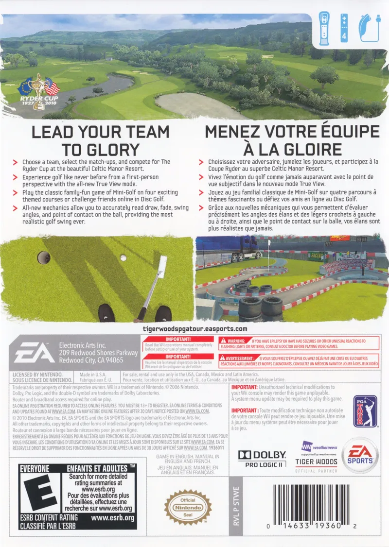 Tiger Woods PGA Tour 11 box back