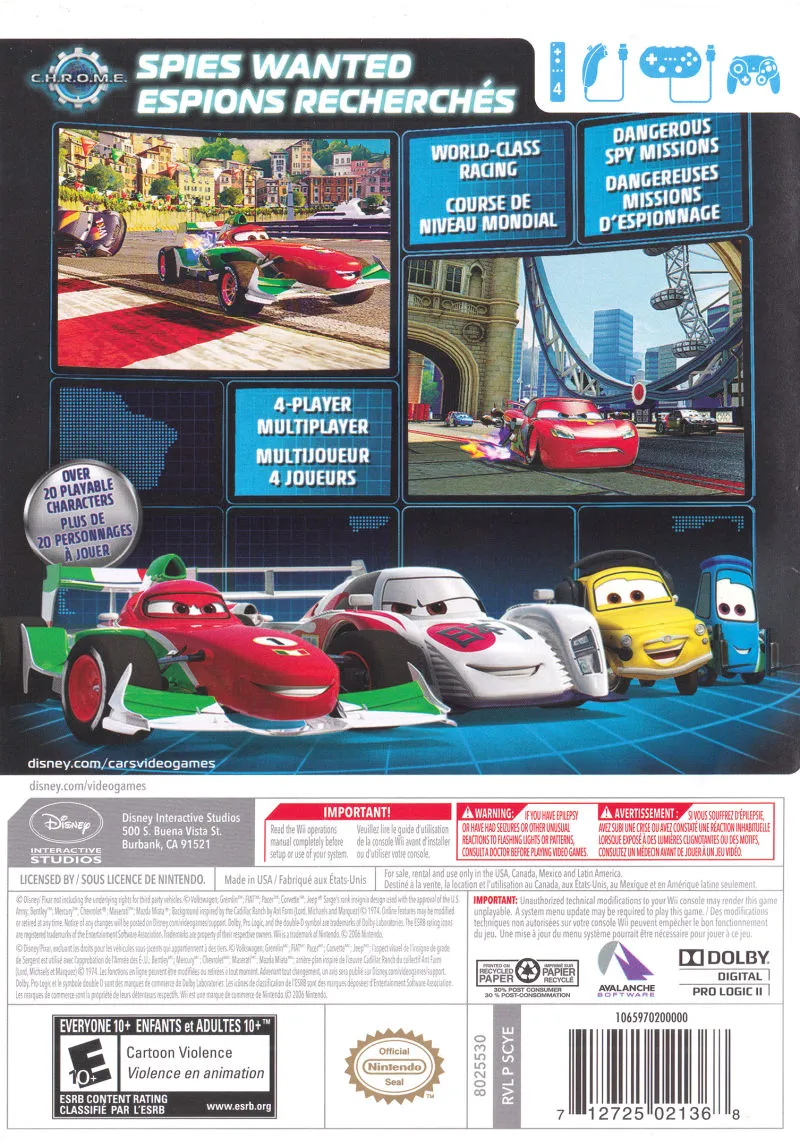 Cars 2 box back