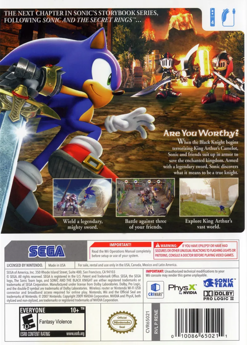 Sonic and the Black Knight box back
