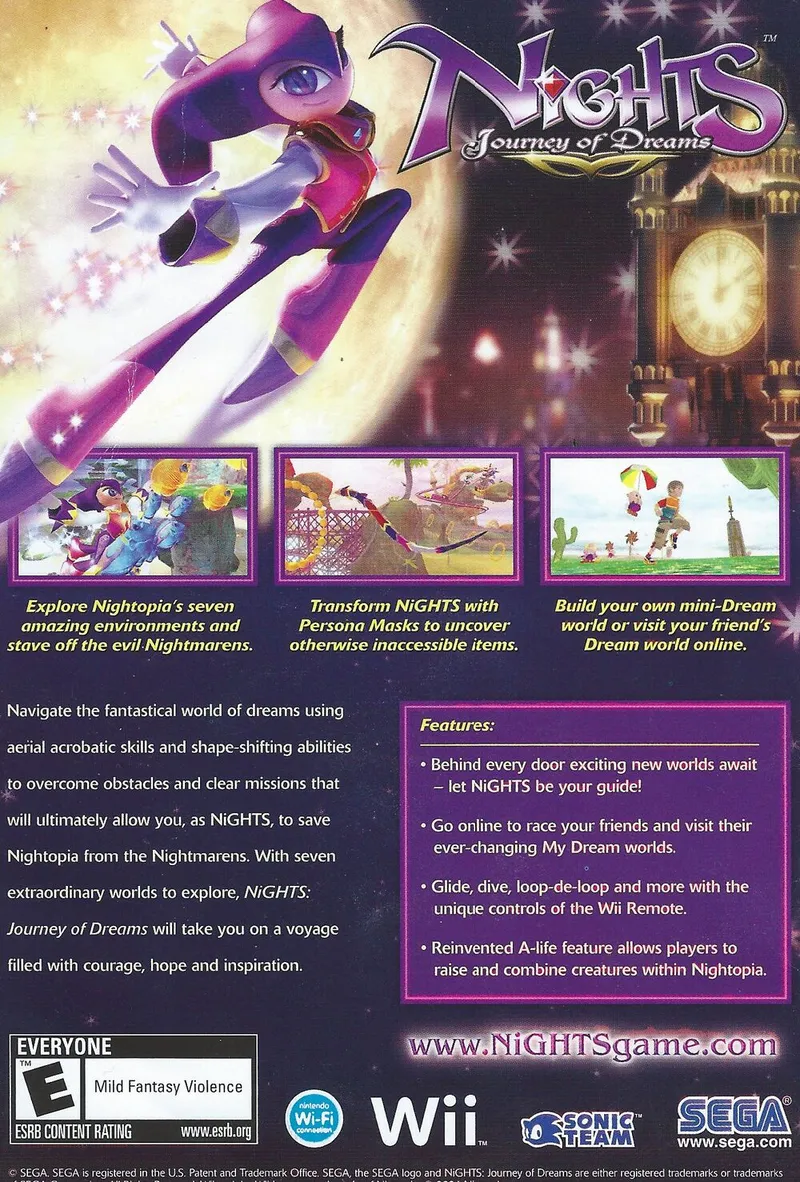NiGHTS: Journey of Dreams box back