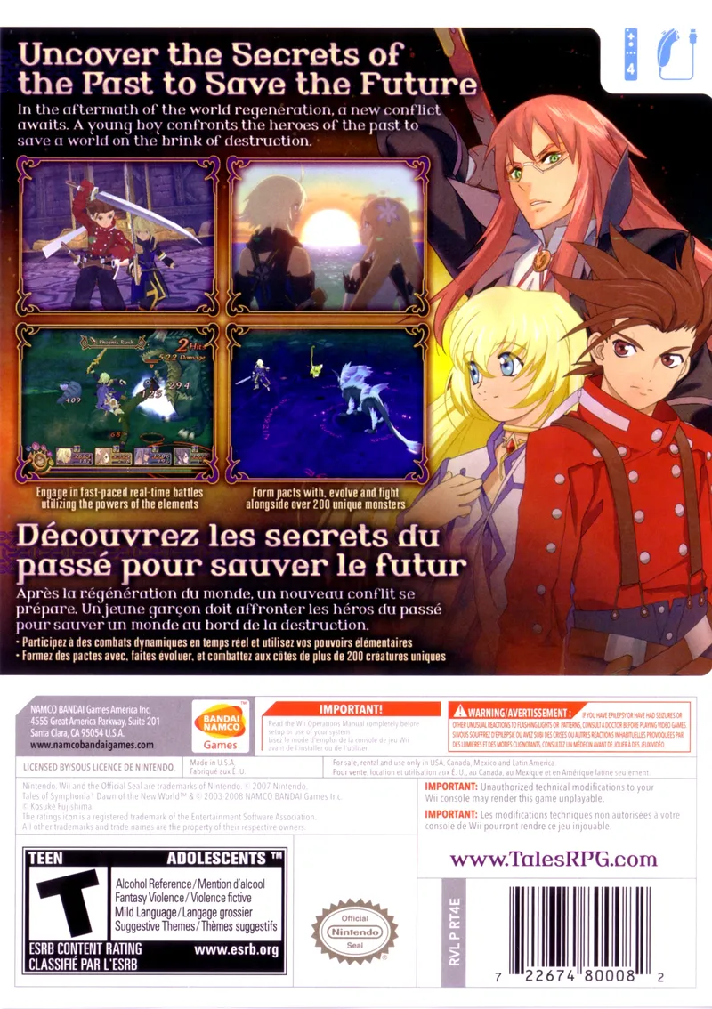 Tales of Symphonia: Dawn of the New World box back