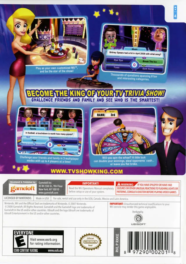 TV Show King Party box back