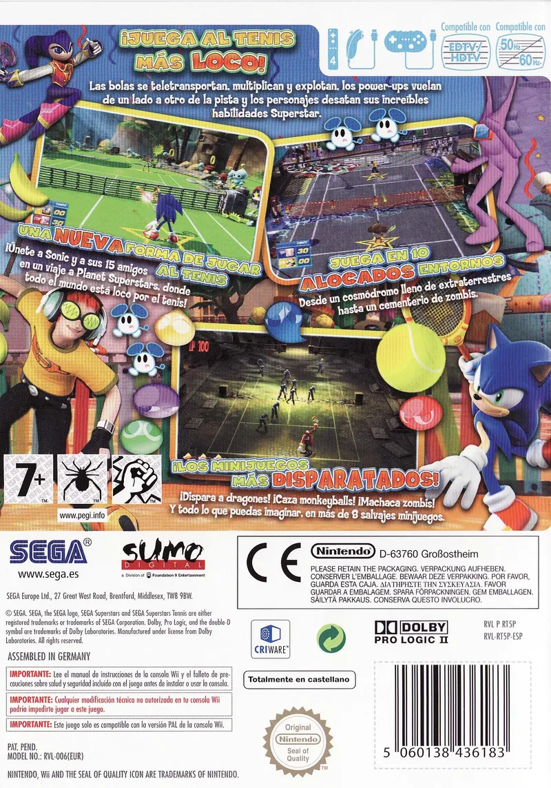 SEGA Superstars Tennis box back