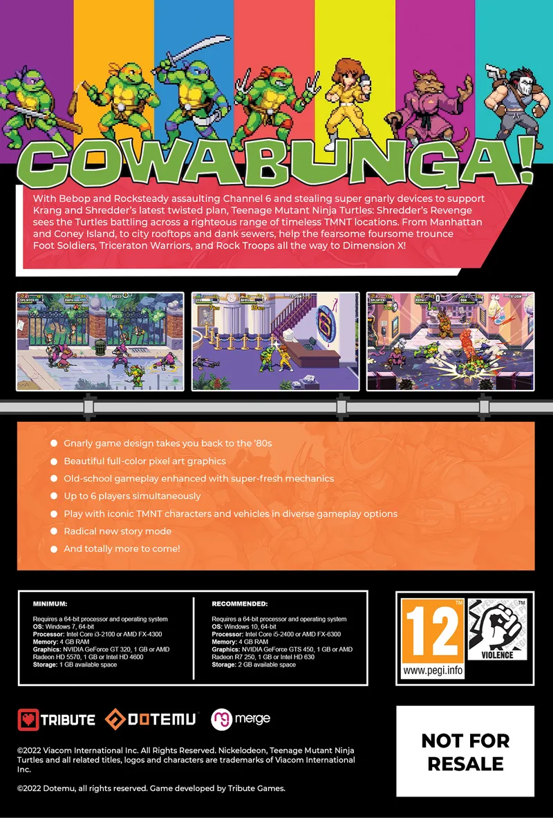 Teenage Mutant Ninja Turtles: Shredder's Revenge box back