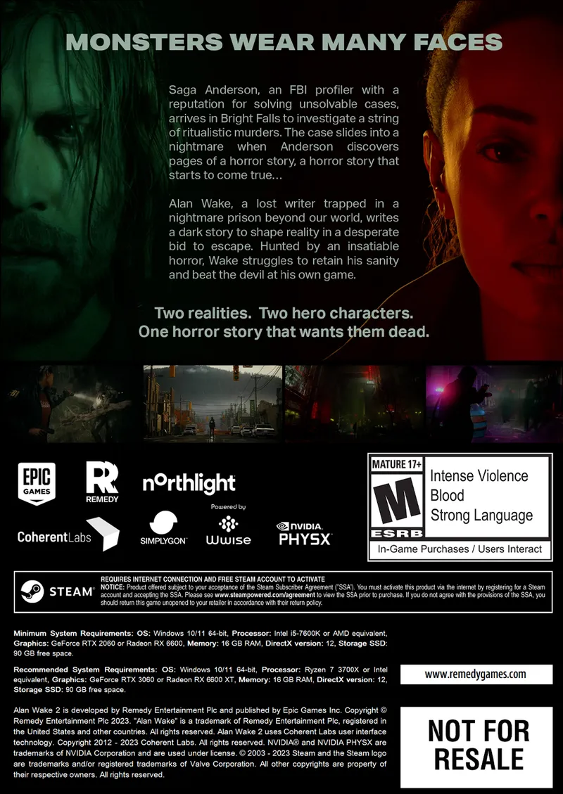 Alan Wake 2 box back